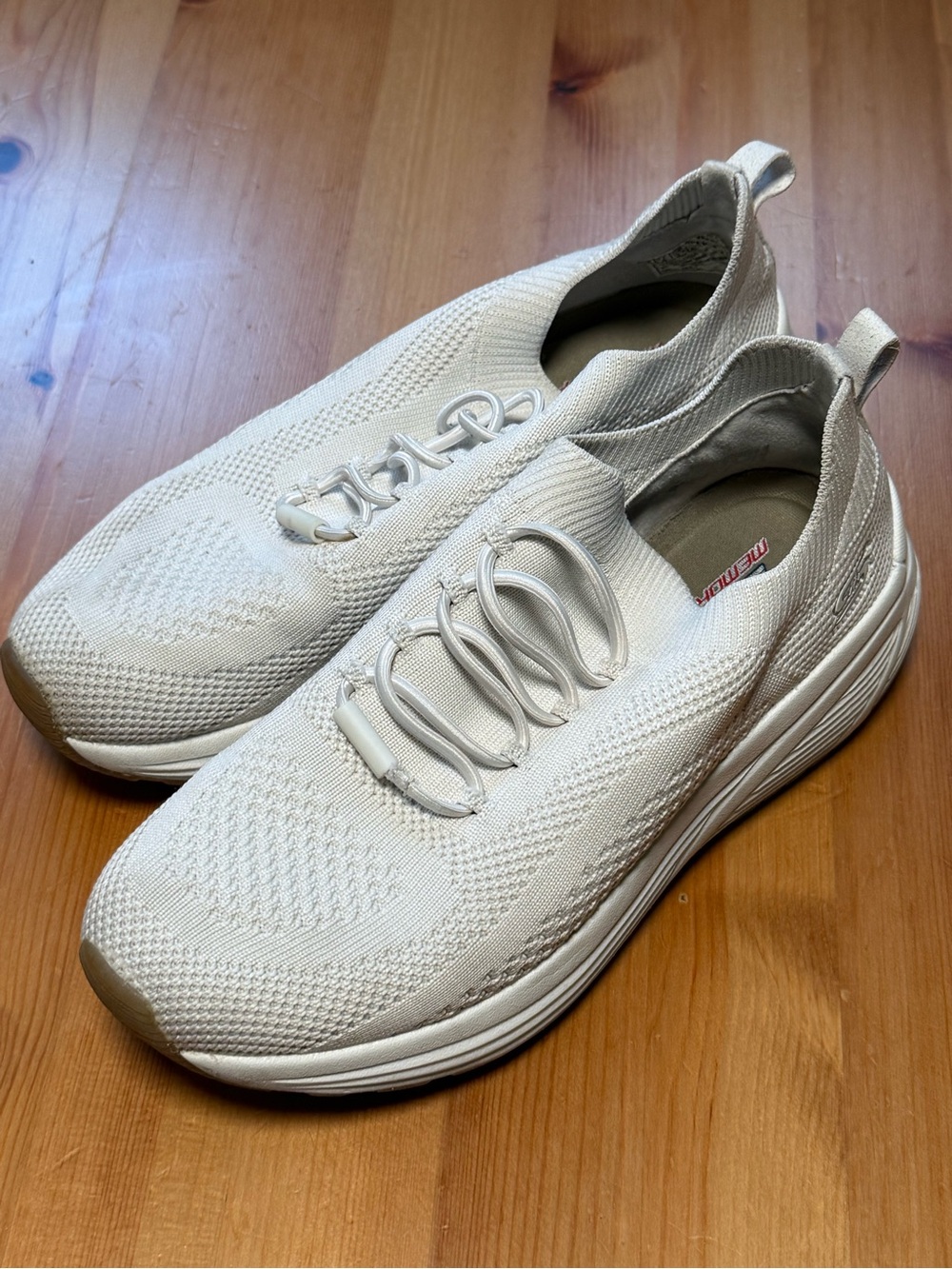 Skechers- Memory Foam- Light Cream Slip-On Knit Women's Sneaker - Comfort Walk